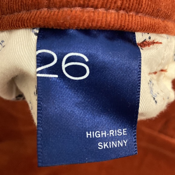Anthropologie Pilcro High Rise Skinny Pants Corduroy Rust Orange size 26 - Picture 13 of 16